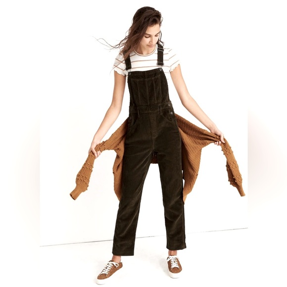 Madewell Pants - Madewell Corduroy Straight-Leg Overalls Dried Olive Copor Size Medium